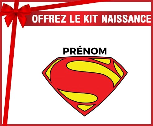 Kit naissance Superman + prénom personnalisé pour bébé