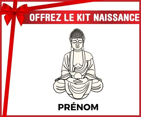 Kit naissance Bouddah méditation style 1 + prénom personnalisé pour bébé