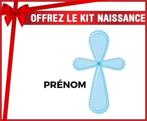 Kit naissance It's a boy croix bleue + prénom personnalisé pour bébé