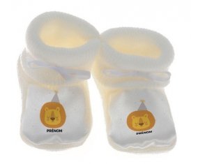 Lion anniversaire + prénom : Chausson bébé