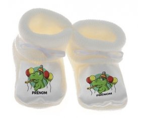 Croco anniversaire + prénom : Chausson bébé