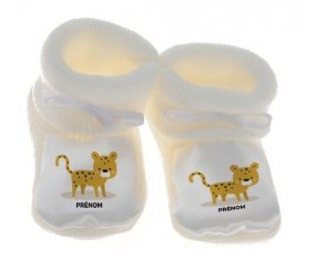 Tigre style 2 + prénom : Chausson bébé