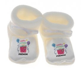 Happy birthday style 4 + prénom : Chausson bébé
