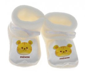 Tigre style 3 + prénom : Chausson bébé