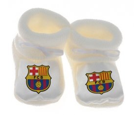 Chausson bébé FC Barcelone de couleur Blanc