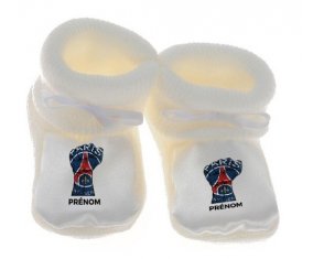 Chausson bébé Force Paris saint-germain + prénom de couleur Blanc