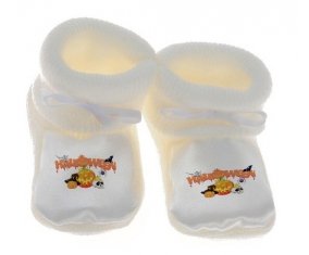 Chausson bébé Halloween style 2 de couleur Blanc