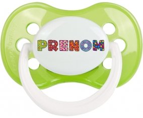 Tétine Prénom ou texte personnalisée alphabet style-3 :Vert classique Tétine embout anatomique 0/6 mois