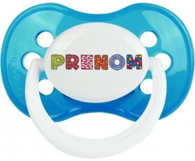 Tétine Prénom ou texte personnalisée alphabet style-3 :Cyan classique Tétine embout anatomique 0/6 mois