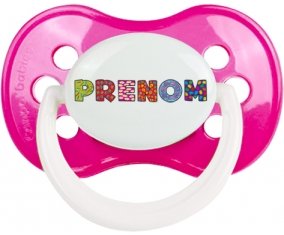 Tétine Prénom ou texte personnalisée alphabet style-3 :Rose foncé classique Tétine embout anatomique 0/6 mois