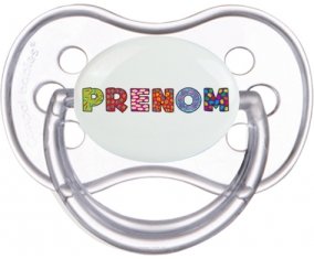 Tétine Prénom ou texte personnalisée alphabet style-3 :Transparente classique Tétine embout anatomique 0/6 mois