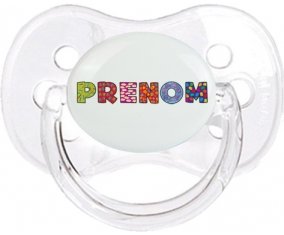 Tétine Prénom ou texte personnalisée alphabet style-3 :Transparent classique Tétine embout cerise 0/6 mois