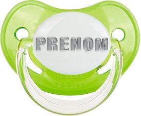 Tétine Prénom ou texte personnalisée alphabet style-5 :Vert classique embout physiologique 0/6 mois