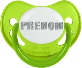 Tétine Prénom ou texte personnalisée alphabet style-5 :Vert phosphorescente embout physiologique 0/6 mois