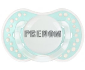 Tétine Prénom ou texte personnalisée alphabet style-5 :Retro-turquoise-lagon classique Tétine embout Lovi Dynamic 0/6 mois