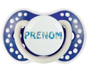 Tétine Prénom ou texte personnalisée alphabet style-6 :Bleu-marine phosphorescente Tétine embout Lovi Dynamic 0/6 mois