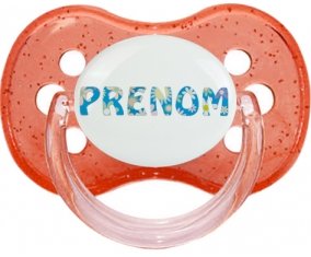 Tétine Prénom ou texte personnalisée alphabet style-6 :Rouge à paillette Tétine embout cerise 0/6 mois