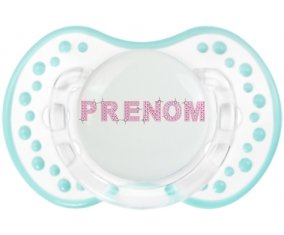Tétine Prénom ou texte personnalisée alphabet style-7 :Retro-blanc-lagon classique Tétine embout Lovi Dynamic 0/6 mois