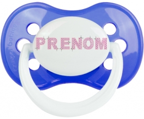 Tétine Prénom ou texte personnalisée alphabet style-7 :Bleu classique Tétine embout anatomique 0/6 mois