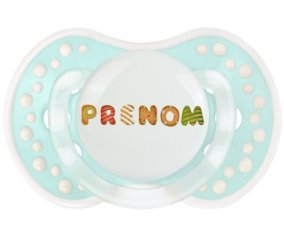 Tétine Prénom ou texte personnalisée alphabet style-8 :Retro-turquoise-lagon classique Tétine embout Lovi Dynamic 0/6 mois