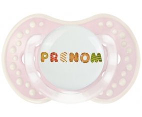 Tétine Prénom ou texte personnalisée alphabet style-8 :Retro-rose-tendre classique Tétine embout Lovi Dynamic 0/6 mois