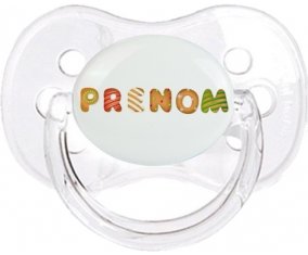 Tétine Prénom ou texte personnalisée alphabet style-8 :Transparent classique Tétine embout cerise 0/6 mois