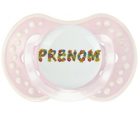 Tétine Prénom ou texte personnalisée alphabet style-9 :Retro-rose-tendre classique Tétine embout Lovi Dynamic 0/6 mois