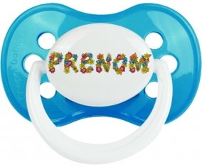 Tétine Prénom ou texte personnalisée alphabet style-9 :Cyan classique Tétine embout anatomique 0/6 mois