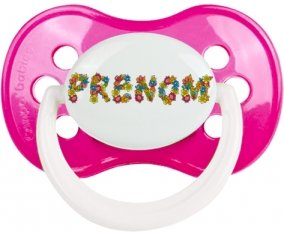 Tétine Prénom ou texte personnalisée alphabet style-9 :Rose foncé classique Tétine embout anatomique 0/6 mois