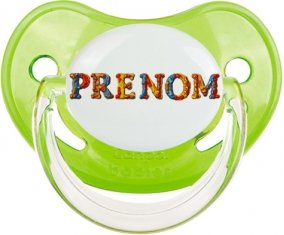 Tétine Prénom ou texte personnalisée alphabet style-13 :Vert classique embout physiologique 0/6 mois