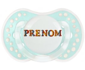 Tétine Prénom ou texte personnalisée alphabet style-13 :Retro-turquoise-lagon classique Tétine embout Lovi Dynamic 0/6 mois