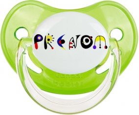 Tétine Prénom ou texte personnalisée alphabet style-14 :Vert classique embout physiologique 0/6 mois