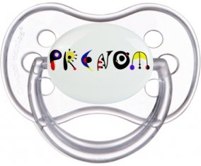 Tétine Prénom ou texte personnalisée alphabet style-14 :Transparente classique Tétine embout anatomique 0/6 mois