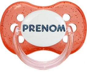Tétine Prénom ou texte personnalisée alphabet style-15 :Rouge à paillette Tétine embout cerise 0/6 mois