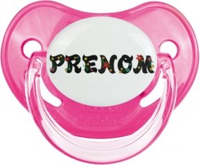 Tétine Prénom ou texte personnalisée alphabet style-20 :Rose classique embout physiologique 0/6 mois