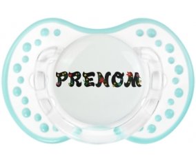 Tétine Prénom ou texte personnalisée alphabet style-20 :Retro-blanc-lagon classique Tétine embout Lovi Dynamic 0/6 mois