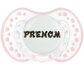 Tétine Prénom ou texte personnalisée alphabet style-20 :Retro-blanc-rose-tendre classique Tétine embout Lovi Dynamic 0/6 mois