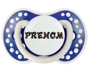Tétine Prénom ou texte personnalisée alphabet style-20 :Bleu-marine phosphorescente Tétine embout Lovi Dynamic 0/6 mois