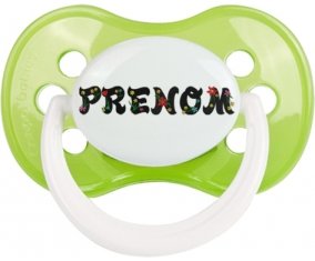 Tétine Prénom ou texte personnalisée alphabet style-20 :Vert classique Tétine embout anatomique 0/6 mois