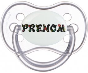 Tétine Prénom ou texte personnalisée alphabet style-20 :Transparente classique Tétine embout anatomique 0/6 mois