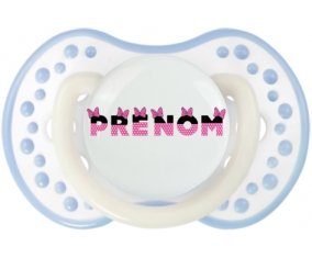 Tétine Prénom ou texte personnalisée alphabet style-23 :Blanc-cyan classique Tétine embout Lovi Dynamic 0/6 mois