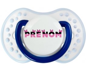 Tétine Prénom ou texte personnalisée alphabet style-23 :Marine-blanc-bleu classique Tétine embout Lovi Dynamic 0/6 mois