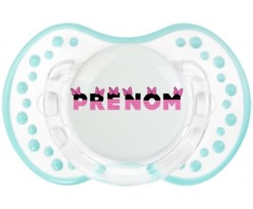 Tétine Prénom ou texte personnalisée alphabet style-23 :Retro-blanc-lagon classique Tétine embout Lovi Dynamic 0/6 mois