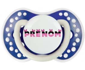 Tétine Prénom ou texte personnalisée alphabet style-23 :Bleu-marine phosphorescente Tétine embout Lovi Dynamic 0/6 mois