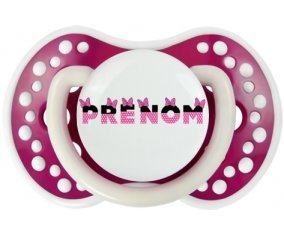 Tétine Prénom ou texte personnalisée alphabet style-23 :Fuchsia phosphorescente Tétine embout Lovi Dynamic 0/6 mois