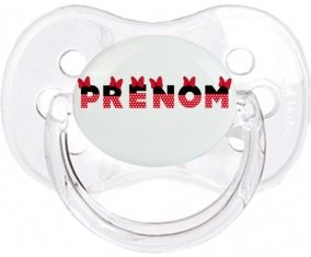 Tétine Prénom ou texte personnalisée alphabet style-24 :Transparent classique Tétine embout cerise 0/6 mois