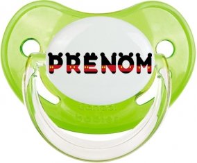 Tétine Prénom ou texte personnalisée alphabet style-25 :Vert classique embout physiologique 0/6 mois