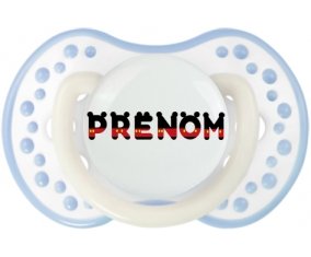 Tétine Prénom ou texte personnalisée alphabet style-25 :Blanc-cyan classique Tétine embout Lovi Dynamic 0/6 mois