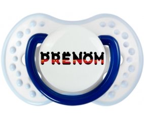 Tétine Prénom ou texte personnalisée alphabet style-25 :Marine-blanc-bleu classique Tétine embout Lovi Dynamic 0/6 mois
