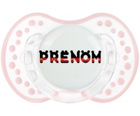 Tétine Prénom ou texte personnalisée alphabet style-25 :Retro-blanc-rose-tendre classique Tétine embout Lovi Dynamic 0/6 mois
